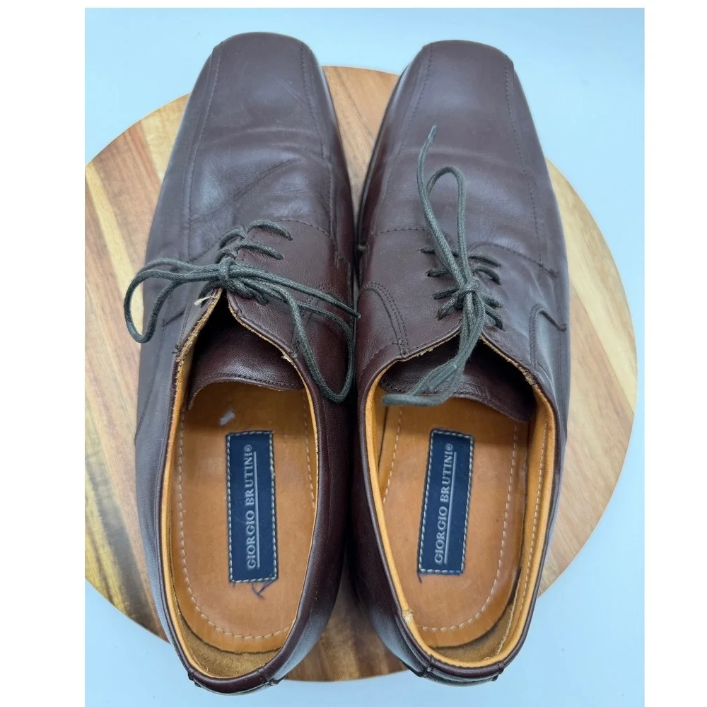 Giorgio Brutini Men's Size‎ 11 Brown Leather Square Toe Derby Dress Shoes 0444